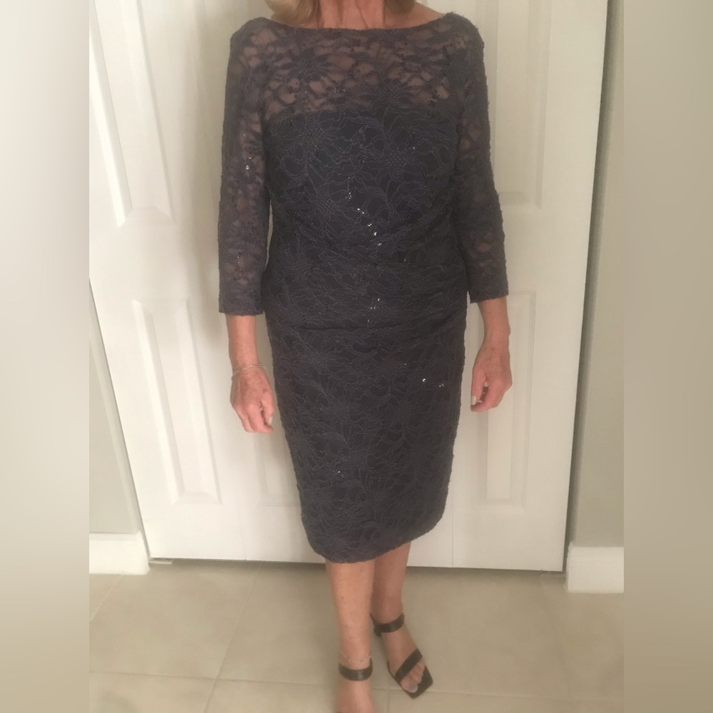 Ralph Lauren Charcoal gray lace cocktail dress